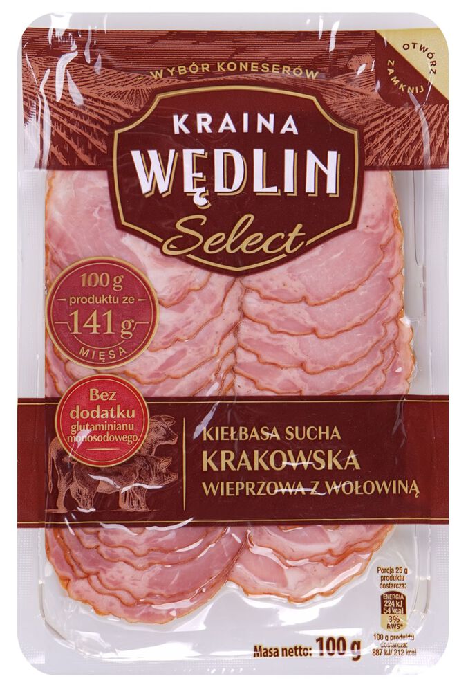 Kraina Wędlin Select Kiełbasa sucha krakowska 100 g. /szt.