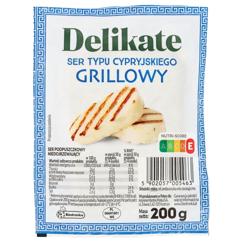 Delikate Ser typu cypryjskiego grillowy 200 g. /szt.