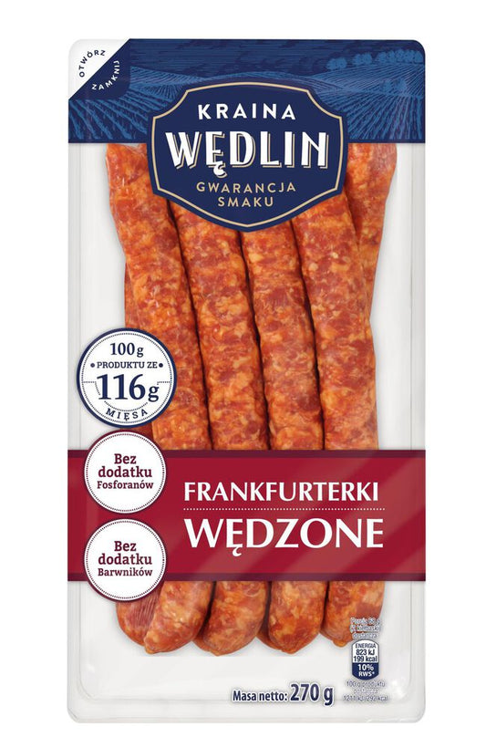 Kraina Wędlin Frankfurterki wędzone 270 g. /szt.